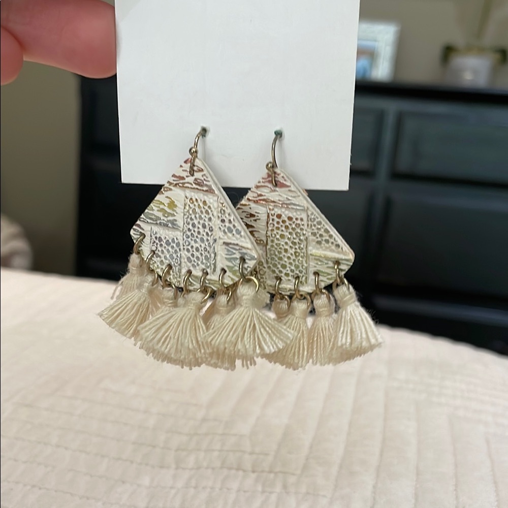 Boho Tassel Earrings with Geometric Design